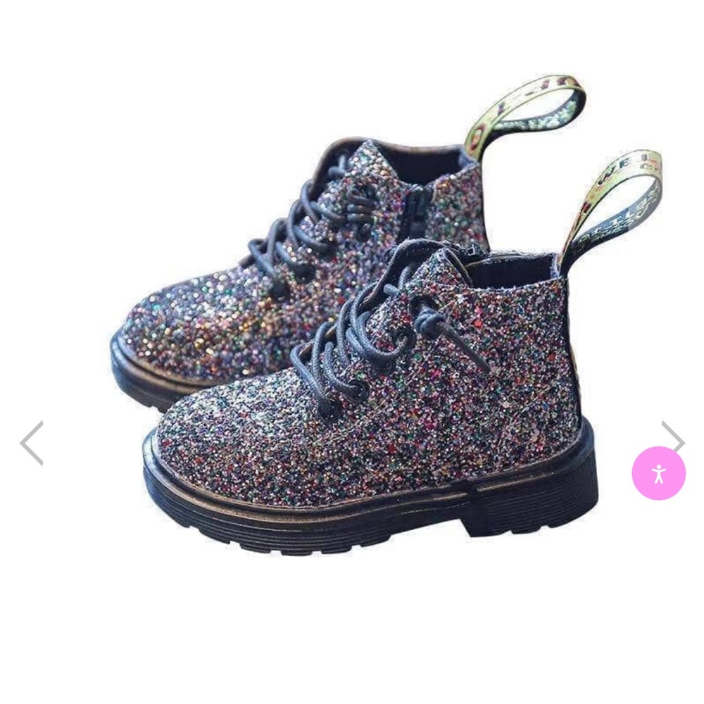 New with tag Lola + The Boys sparkly combat boots. Size 12c